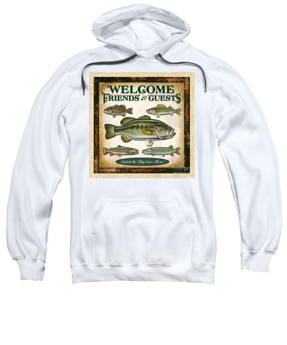 Jon Q Wright Sweatshirt featuring the painting Antique Lure Fish Panel three by JQ Licensing