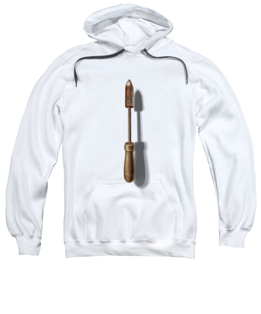 Hand Tool Sweatshirt featuring the photograph Antique Soldering Iron Floating on White by YoPedro
