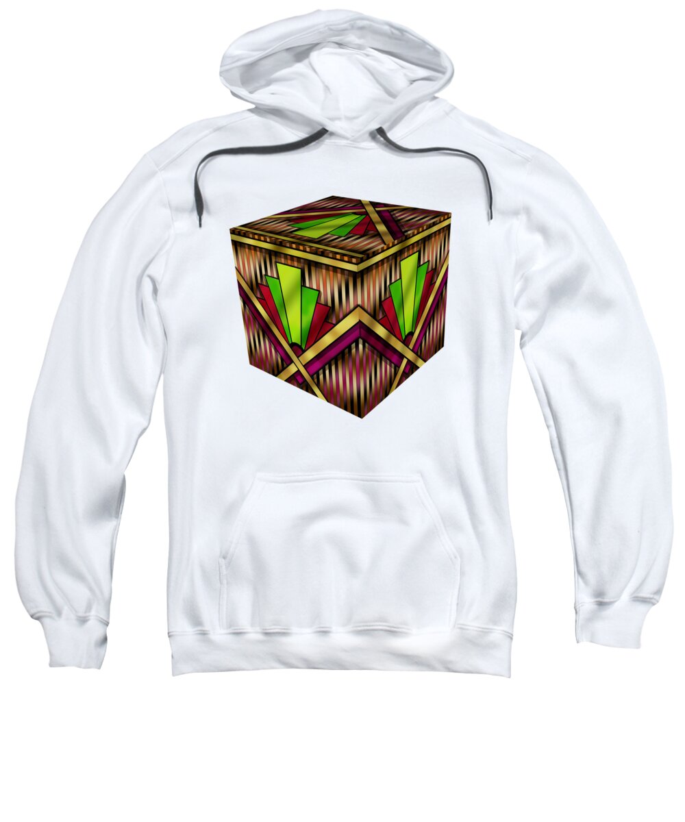 Art Deco 13 Cube Sweatshirt featuring the digital art Art Deco 13 Cube by Chuck Staley
