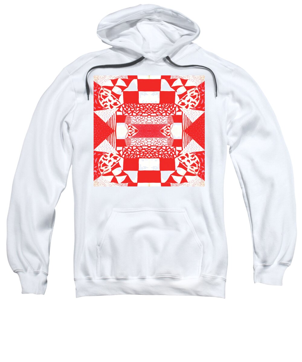 Urban Sweatshirt featuring the digital art 043 Bold Abstract Red by Cheryl Turner