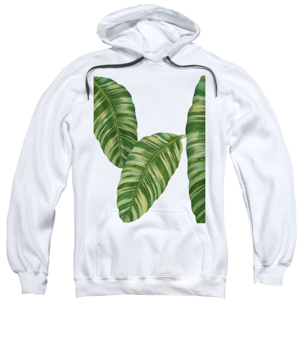 Tropical Sweatshirt featuring the painting Rainforest Resort - Tropical Banana Leaf by Audrey Jeanne Roberts