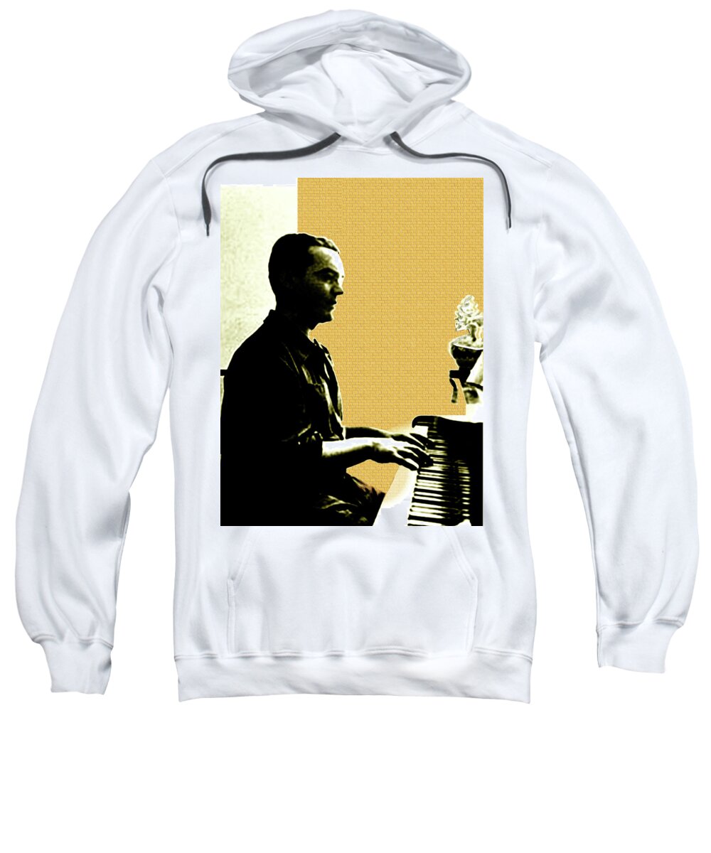 Lorca Sweatshirt featuring the digital art Garcia Lorca at Piano by Asok Mukhopadhyay