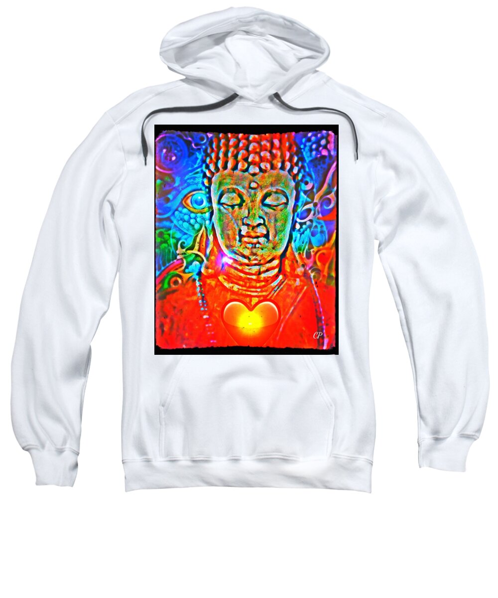 Buddha Sweatshirt featuring the mixed media Ascension wave by Christine Paris