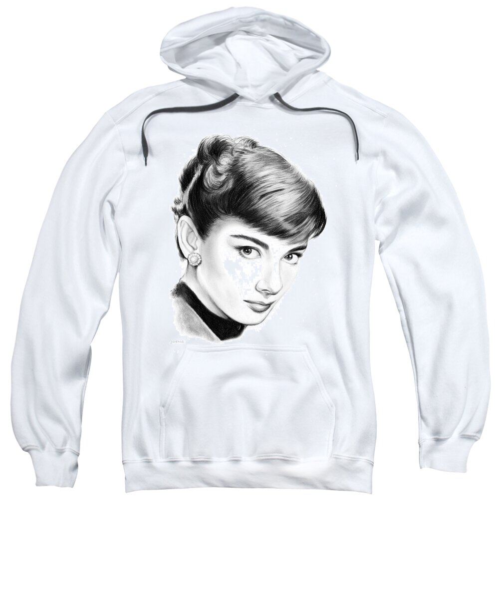 Screen Actress Sweatshirt featuring the drawing Audrey Hepburn by Greg Joens