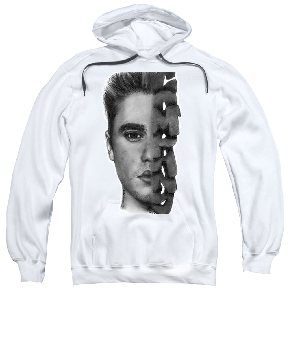 Portrait Sweatshirt featuring the drawing Justin Bieber Drawing By Sofia Furniel by Jul V