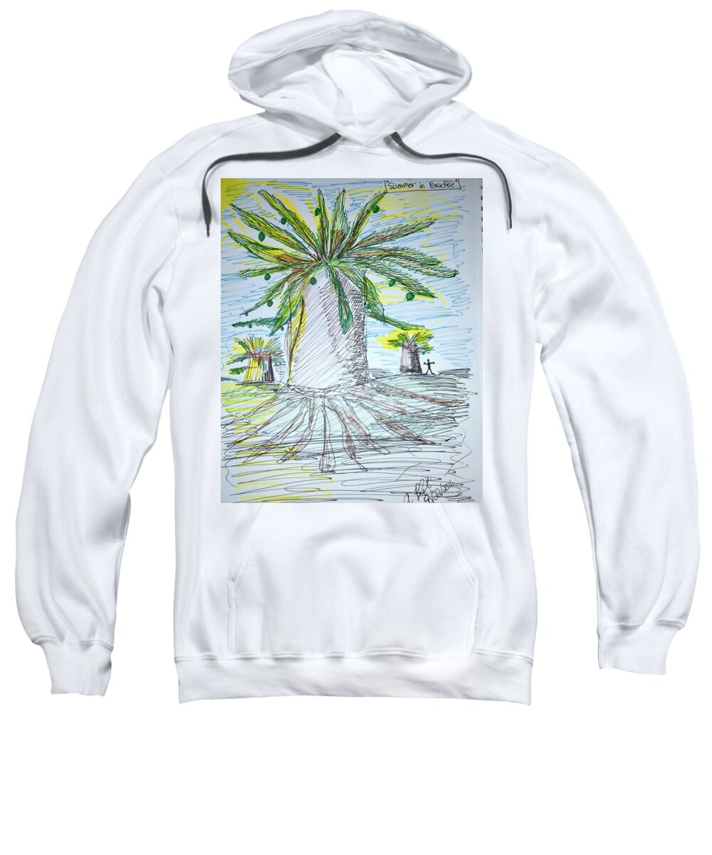 Baobab Trees Sweatshirt featuring the drawing Baobab Grove by Andrew Blitman