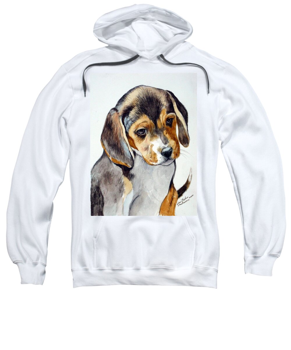 Beagle Sweatshirt featuring the painting Beagle puppy by Christopher Shellhammer