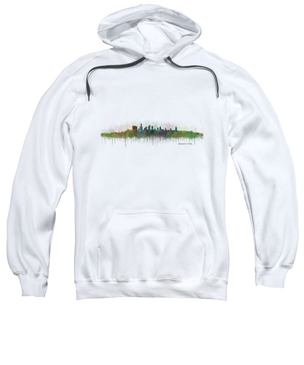 Beverly Sweatshirt featuring the painting Beverly Hills City in LA City Skyline HQ v3 by HQ Photo