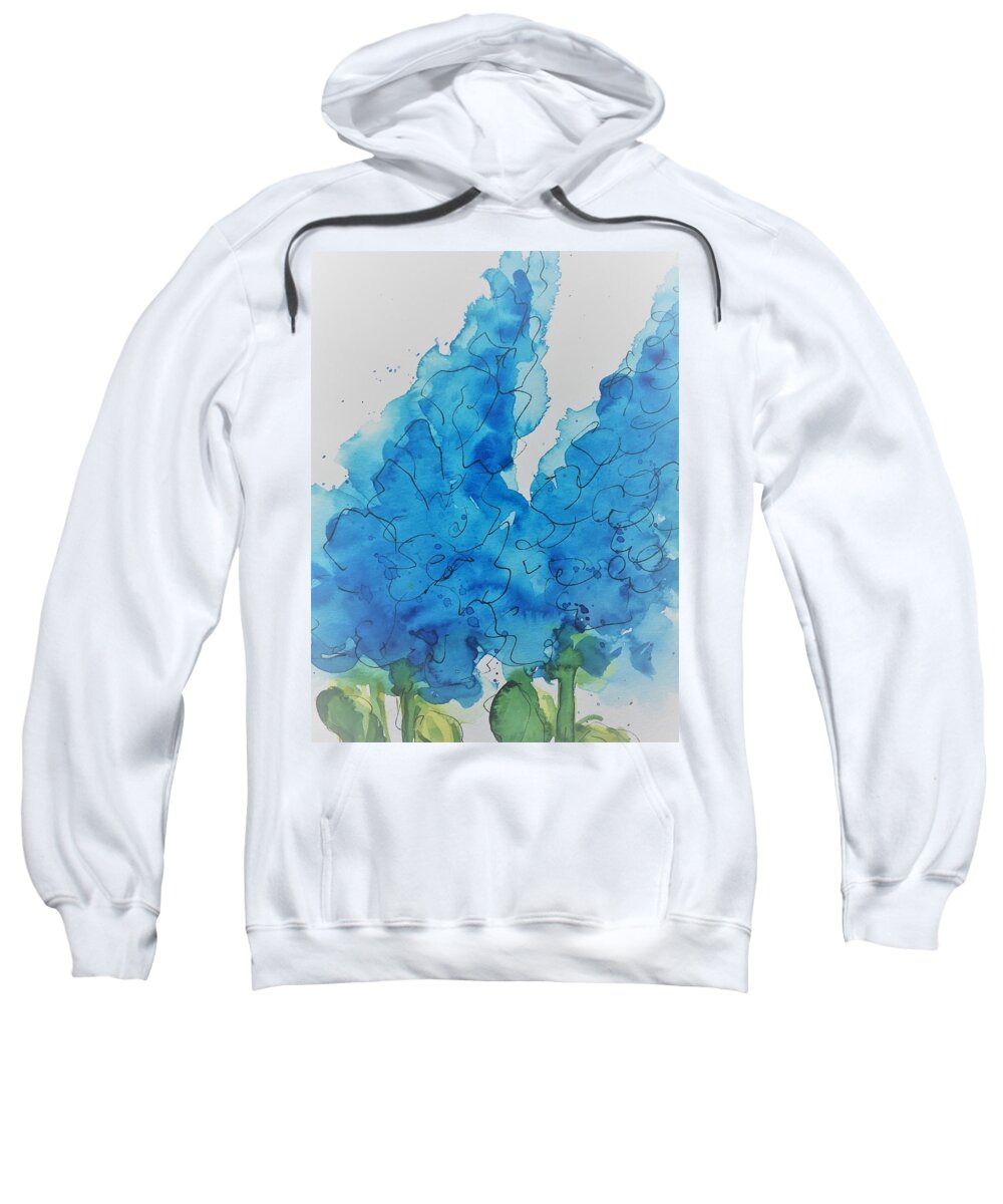 Blue Flowers Sweatshirt featuring the painting blue Flowers 1 by Britta Zehm