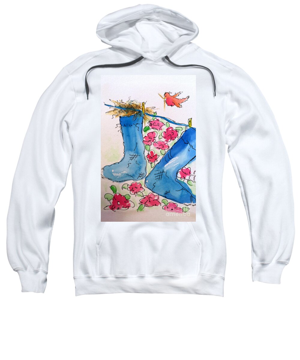 Stockings Sweatshirt featuring the painting Blue Stockings by Claire Bull