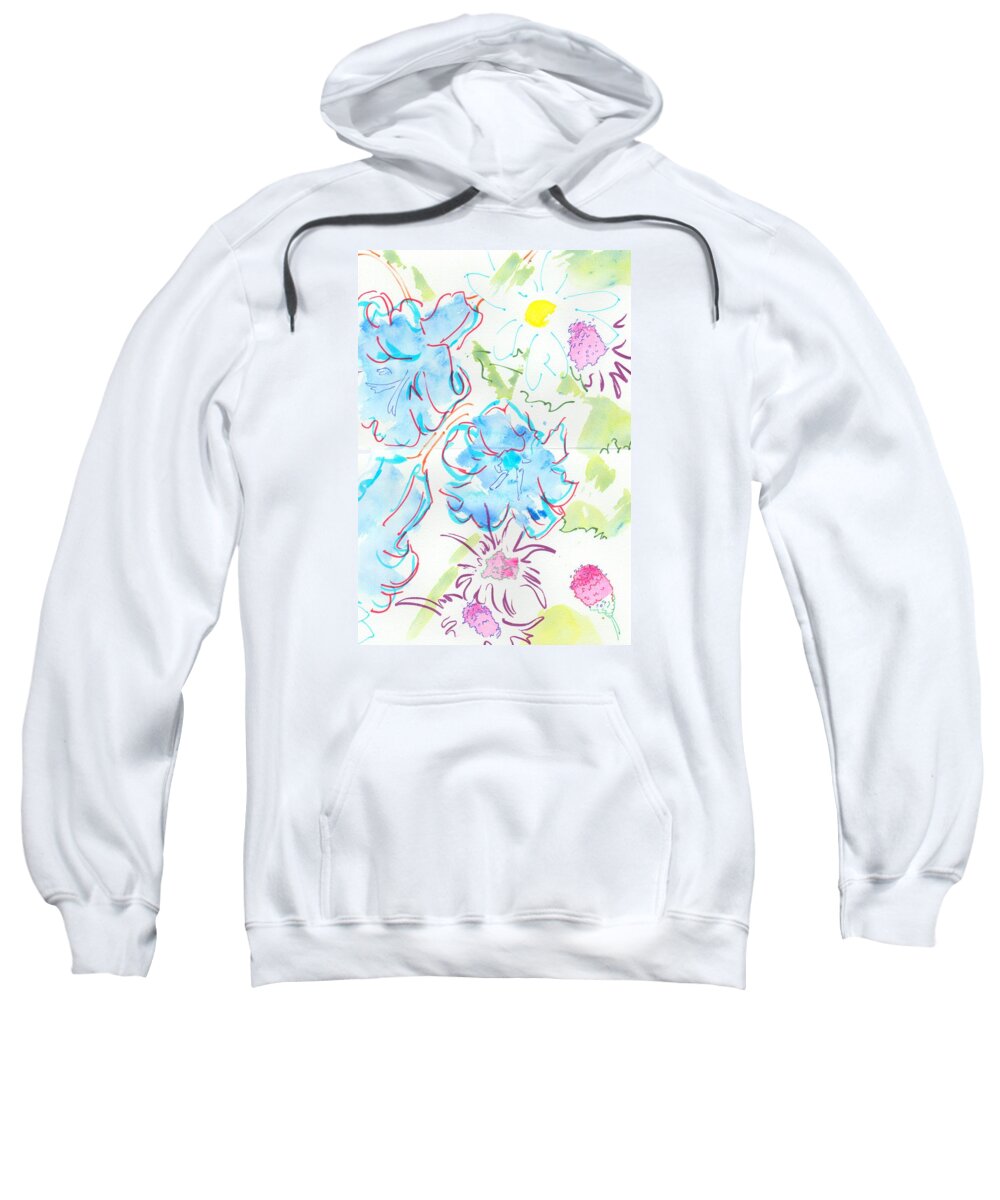 Bluebells Sweatshirt featuring the painting Bluebells English Wild Flowers by Mike Jory