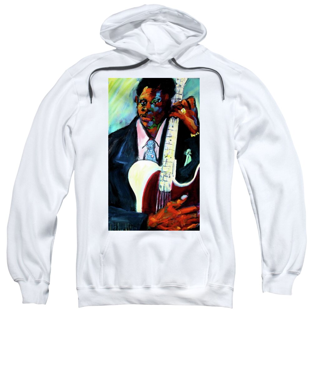 Bb King Sweatshirt featuring the painting Blues Boy by Les Leffingwell