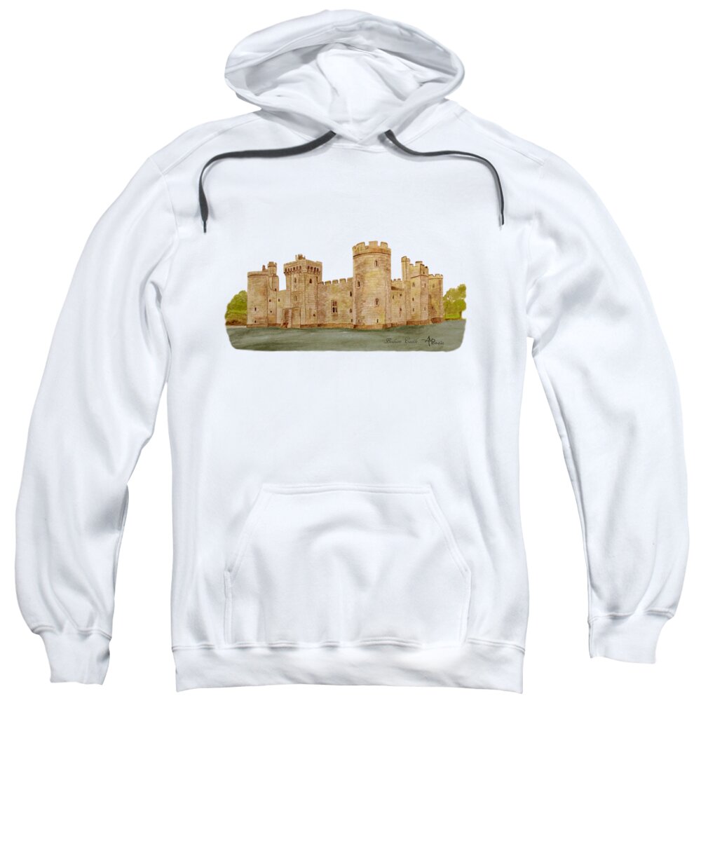 Bodiam Castle Sweatshirt featuring the painting Bodiam Castle by Angeles M Pomata