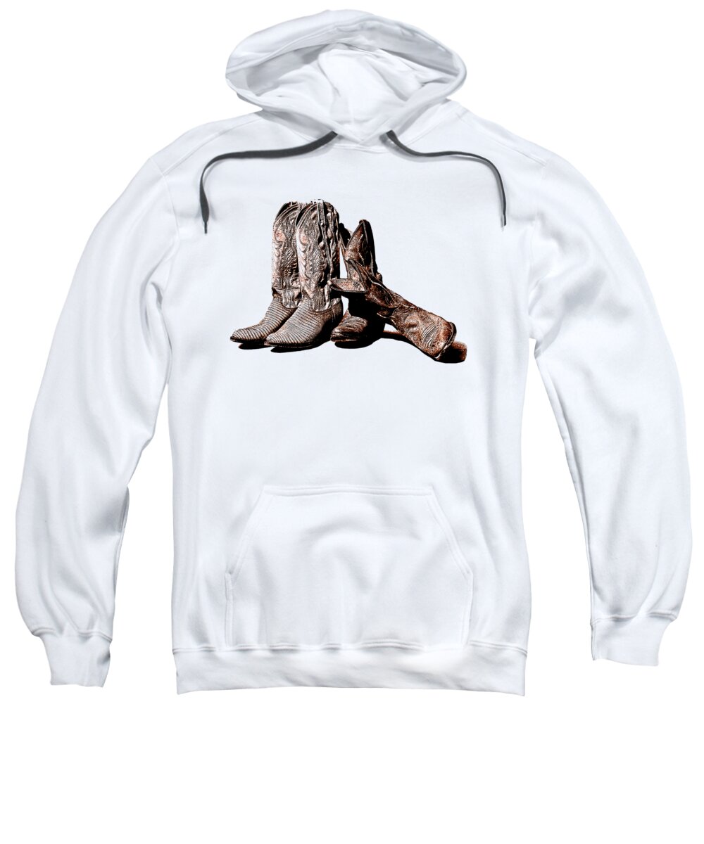 Boots Sweatshirt featuring the photograph Boot Friends White Background by Lesa Fine