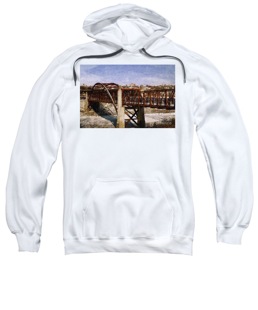Hank Aaron Sweatshirt featuring the digital art Bridge on the Hank Aaron Trail by David Blank