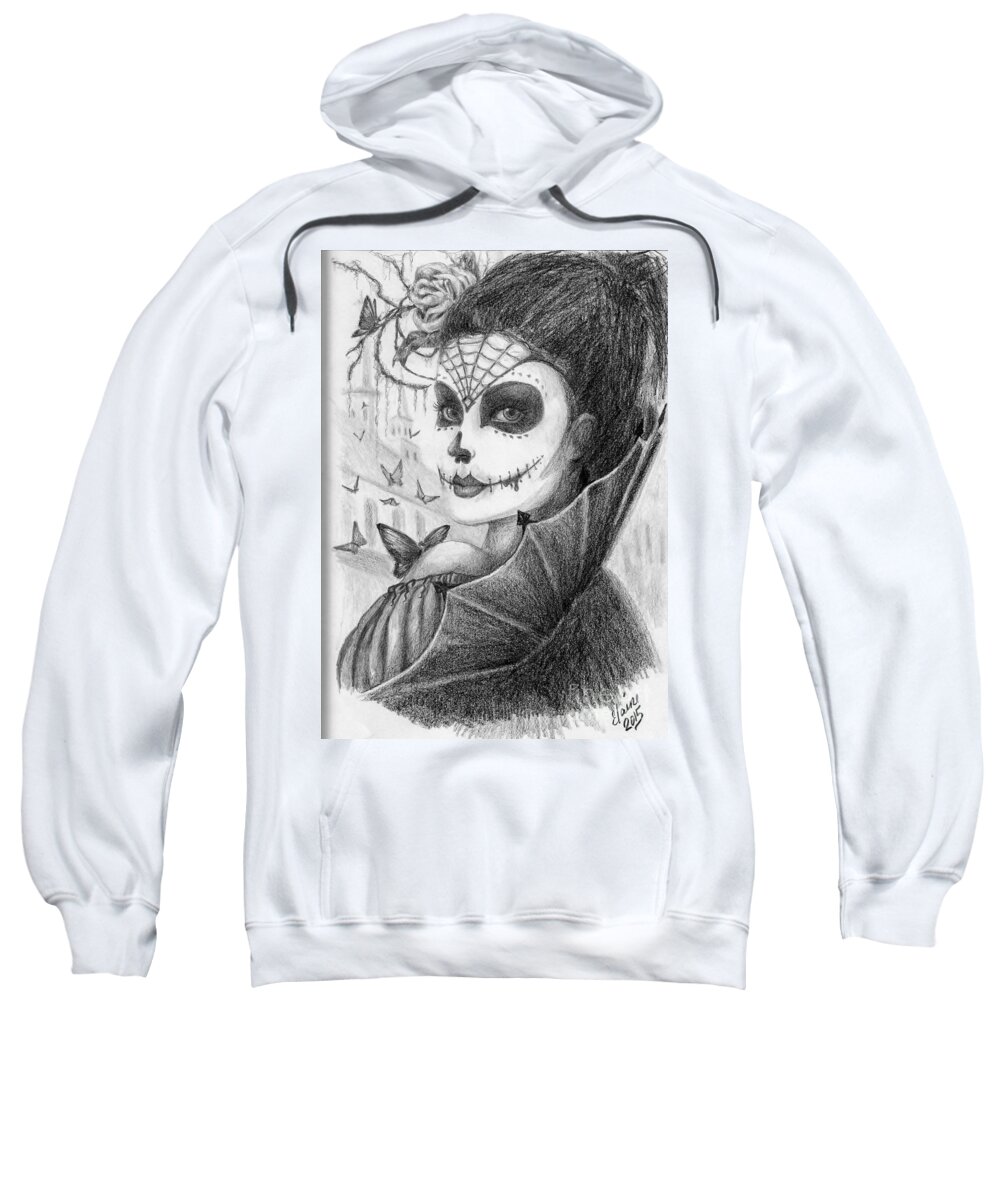 Skull Portrait Sweatshirt featuring the drawing Brigitte by Elaine Berger