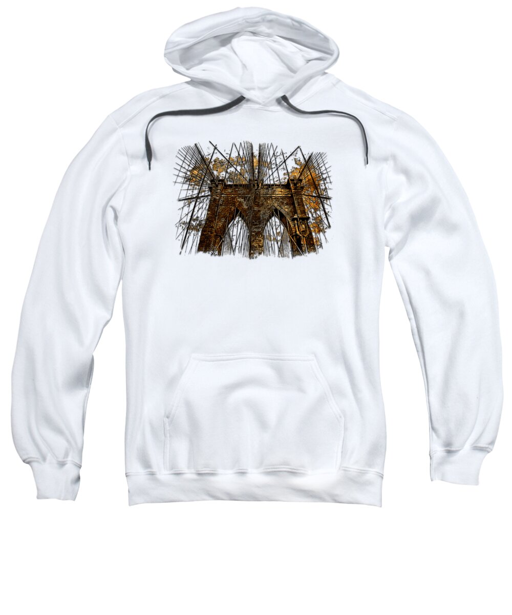 Earthy Sweatshirt featuring the photograph Brooklyn Bridge Earthy 3 Dimensional by DiDesigns Graphics