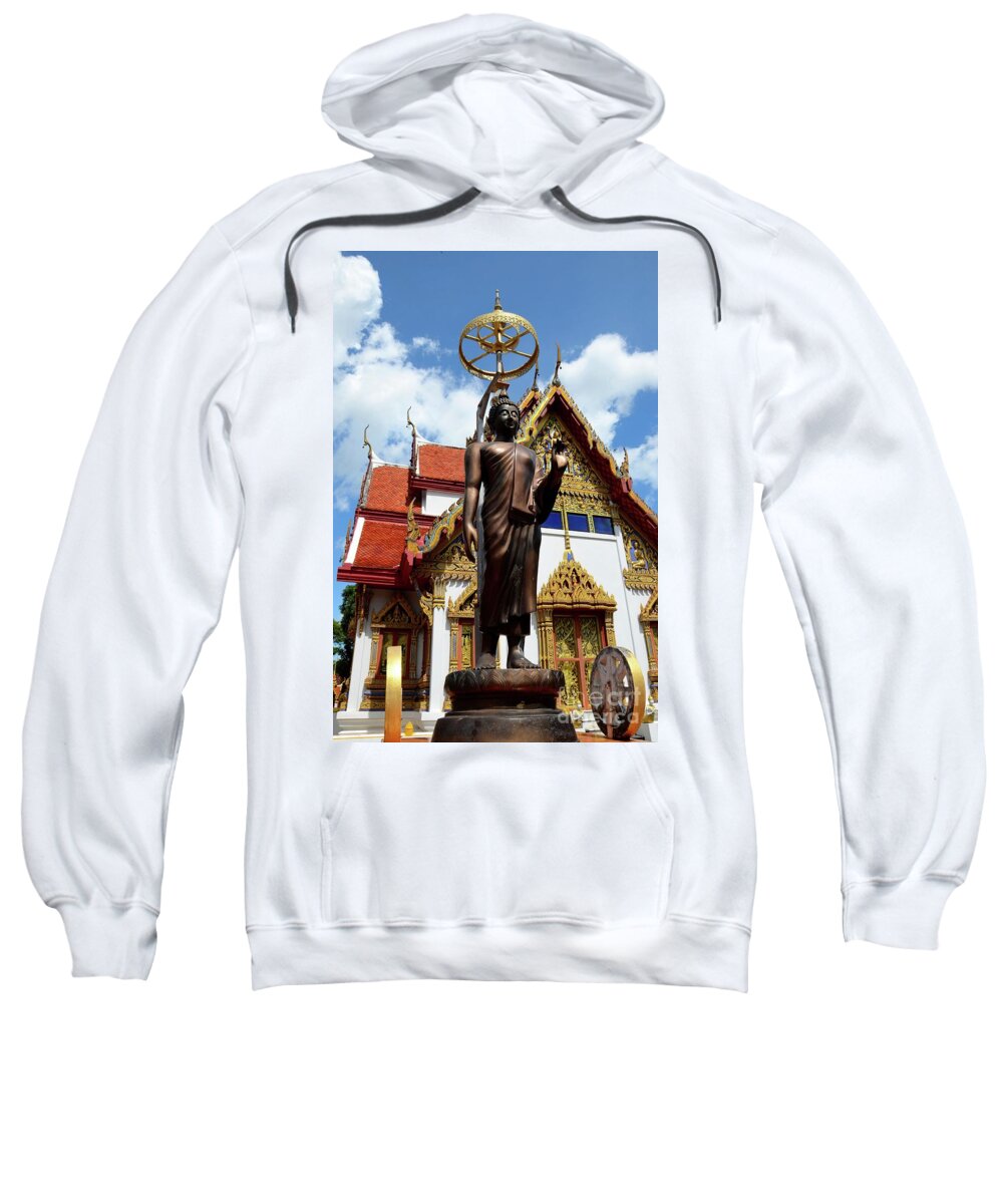 Temple Sweatshirt featuring the photograph Buddha statue with sunshade outside temple Hat Yai Thailand by Imran Ahmed