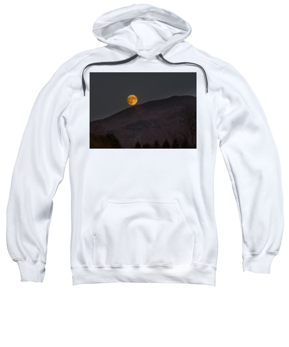 Moon Sweatshirt featuring the photograph Burke Mountain and Super Moon by Tim Kirchoff
