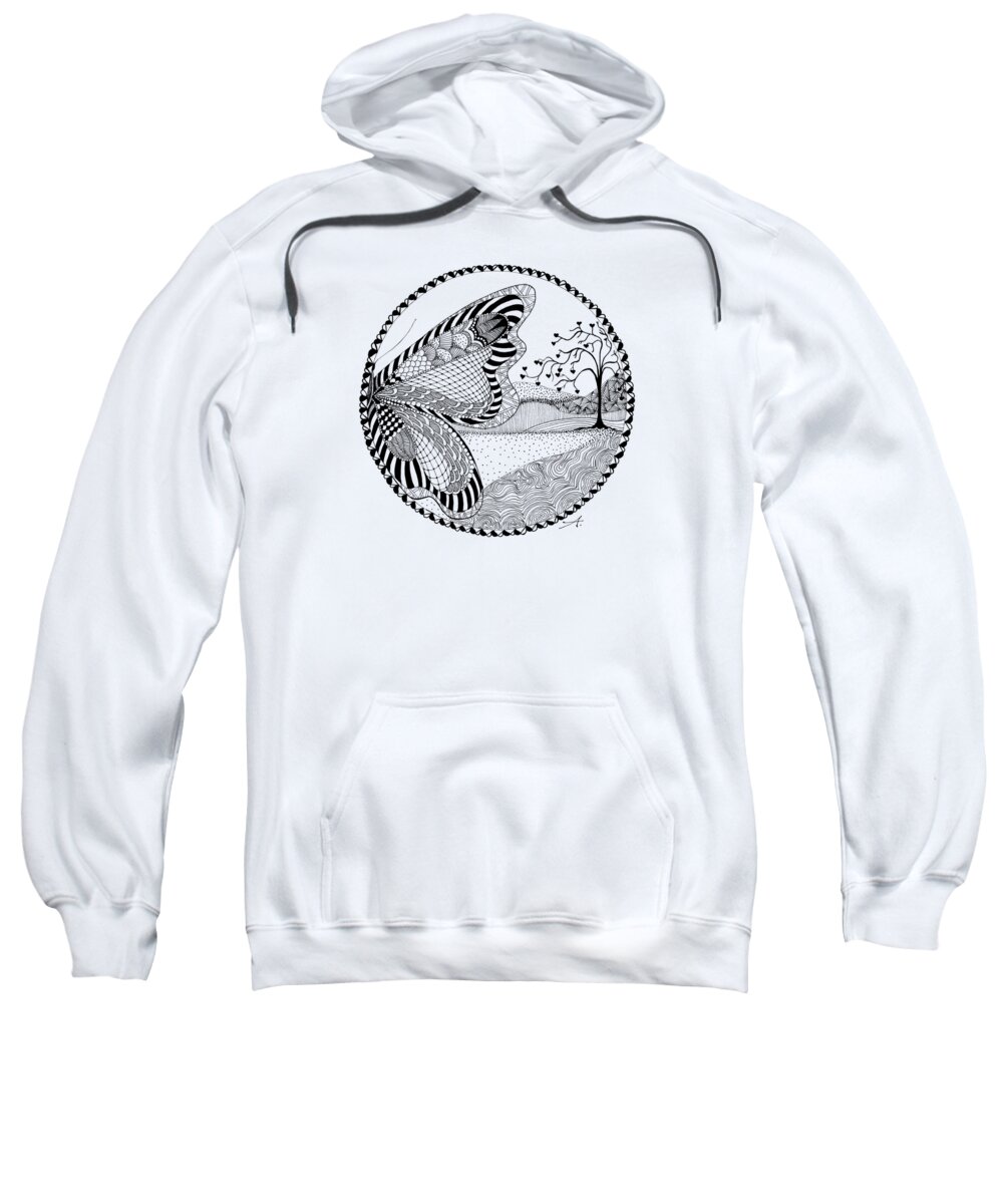 Drawing Sweatshirt featuring the drawing Butterfly Fantasy by Ana V Ramirez