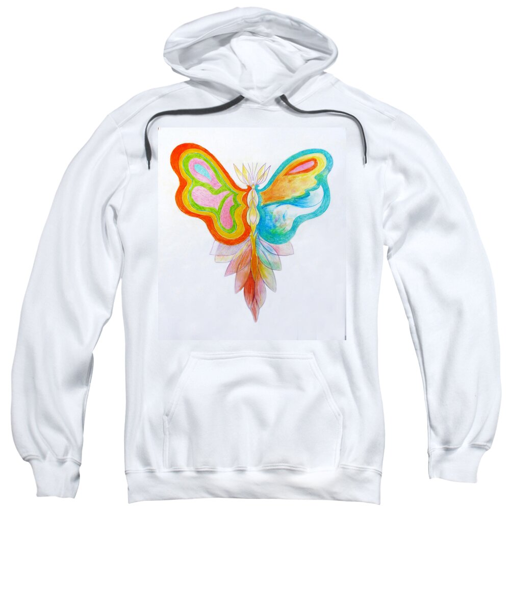 Asymmetrical Butterfly Drawing Sweatshirt featuring the drawing The Rise Of The Feminine by Rosanne Licciardi