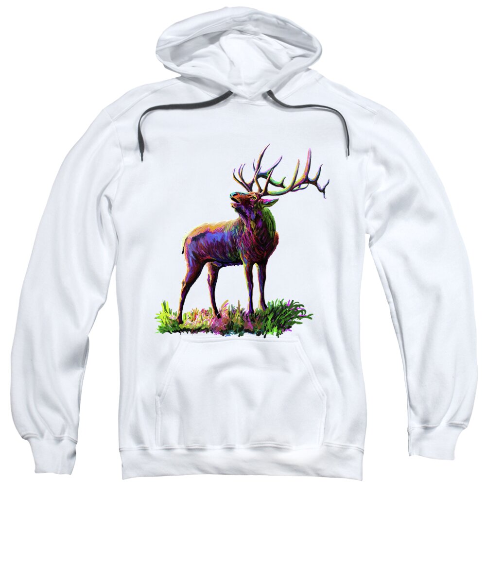 Caribou Sweatshirt featuring the painting Colorful Caribou by Anthony Mwangi