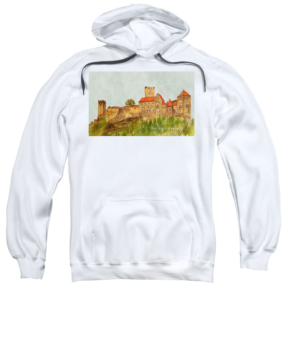 Castle Hardegg Sweatshirt featuring the painting Castle Hardegg by Angeles M Pomata