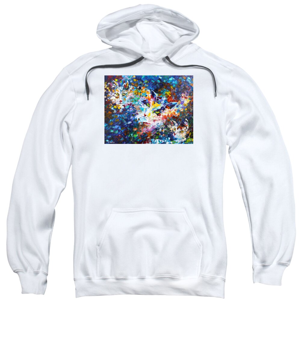 Cats Sweatshirt featuring the painting Cats by Kevin Brown