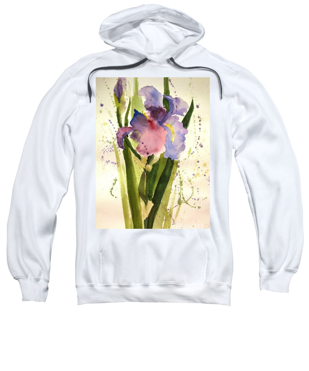 Iris Sweatshirt featuring the painting Celebrating Life by Maria Hunt