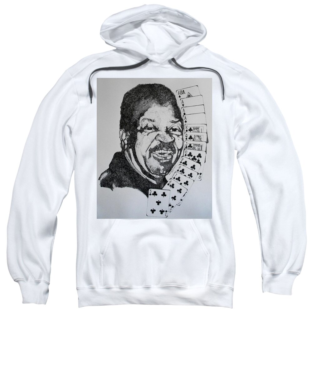 Portrait Sweatshirt featuring the drawing Chester Johnson Tribute by Michelle Gilmore