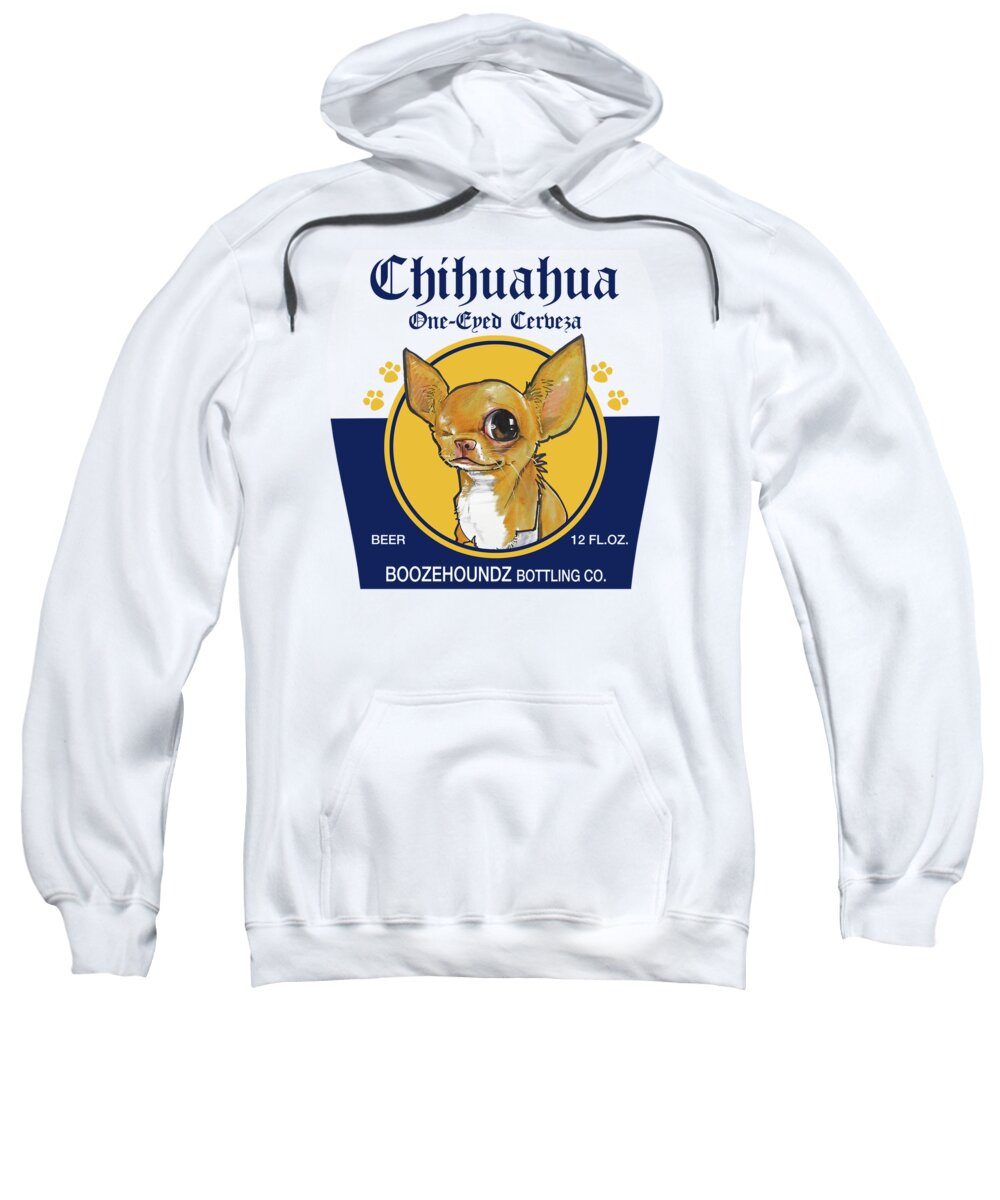 Beer Sweatshirt featuring the drawing Chihuahua One-Eyed Cerveza by John LaFree