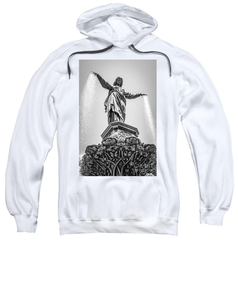 2012 Sweatshirt featuring the photograph Cincinnati Tyler Davidson Fountain Black and White Picture by Paul Velgos