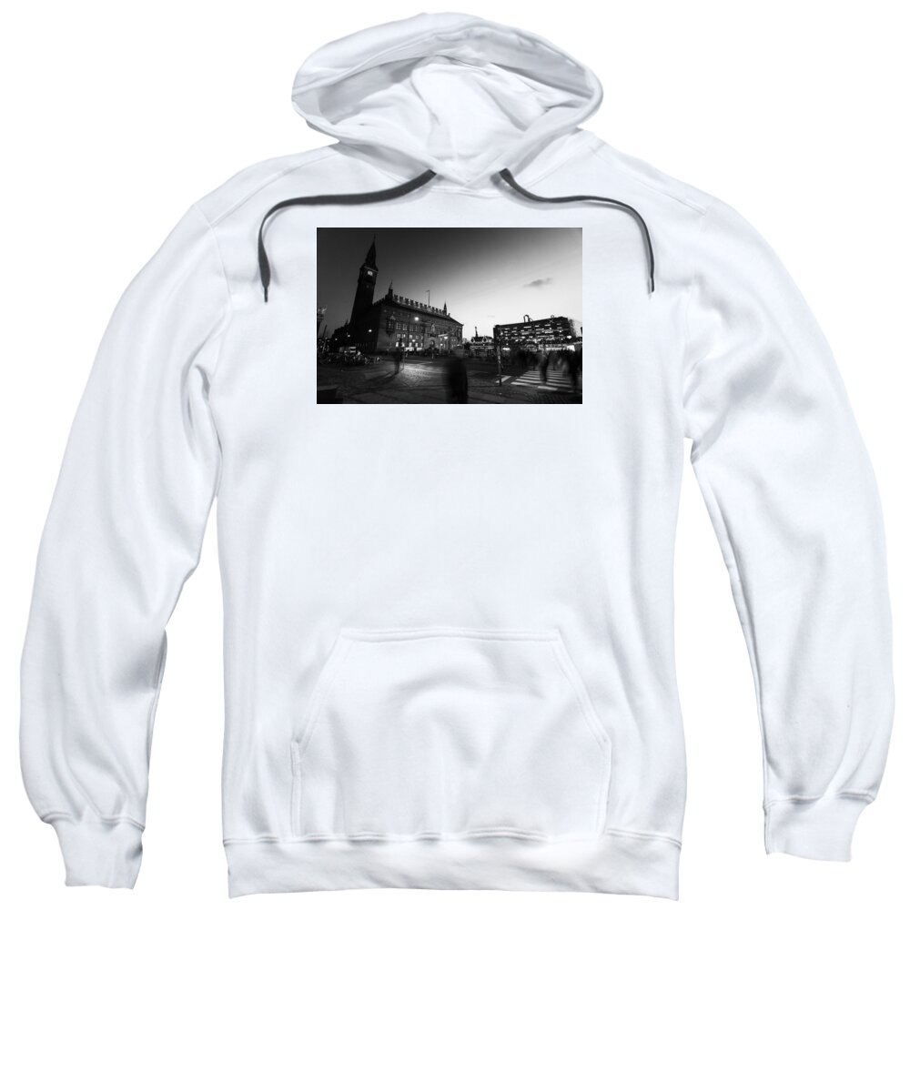 Black Sweatshirt featuring the photograph City Hall Square by Marcus Karlsson Sall