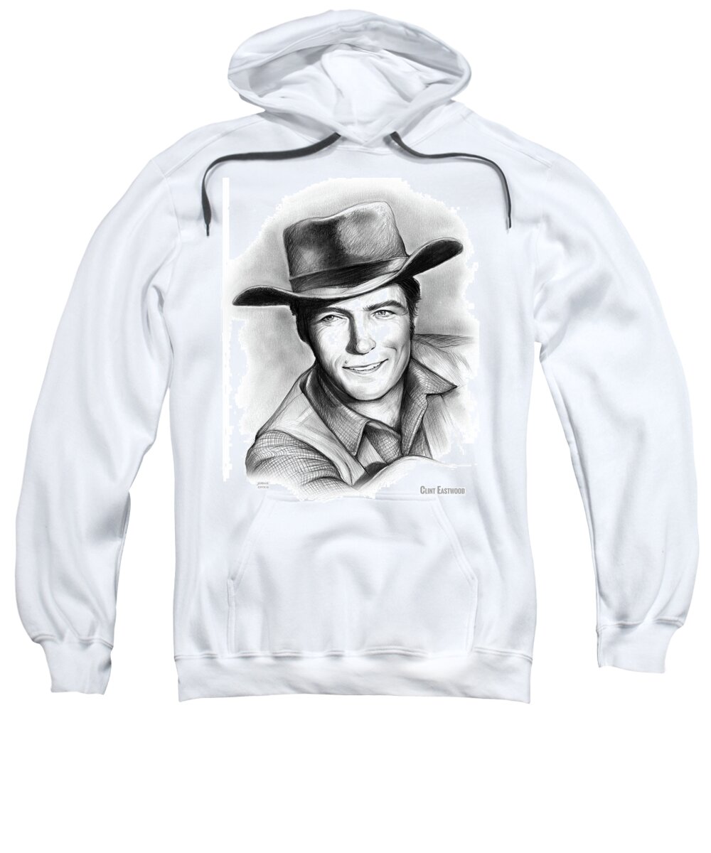 Clint Eastwood Sweatshirt featuring the drawing Clint Eastwood 03FEB18 by Greg Joens