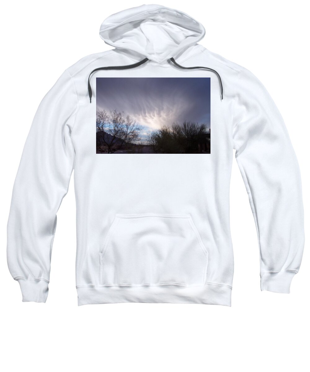 Skyscape Sweatshirt featuring the painting Clouds in desert by Mordecai Colodner