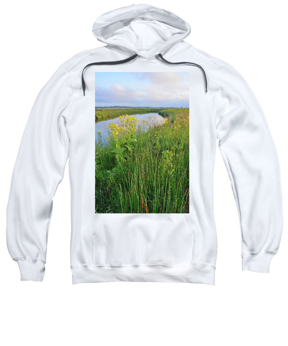 Mchenry County Conservation District Sweatshirt featuring the photograph Clouds over Nippersink Creek in Glacial Park by Ray Mathis