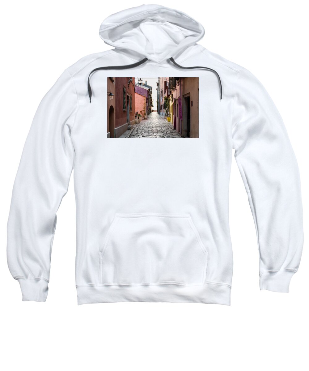 Rovigno Sweatshirt featuring the photograph Cobbled street - 1 by Claudio Maioli