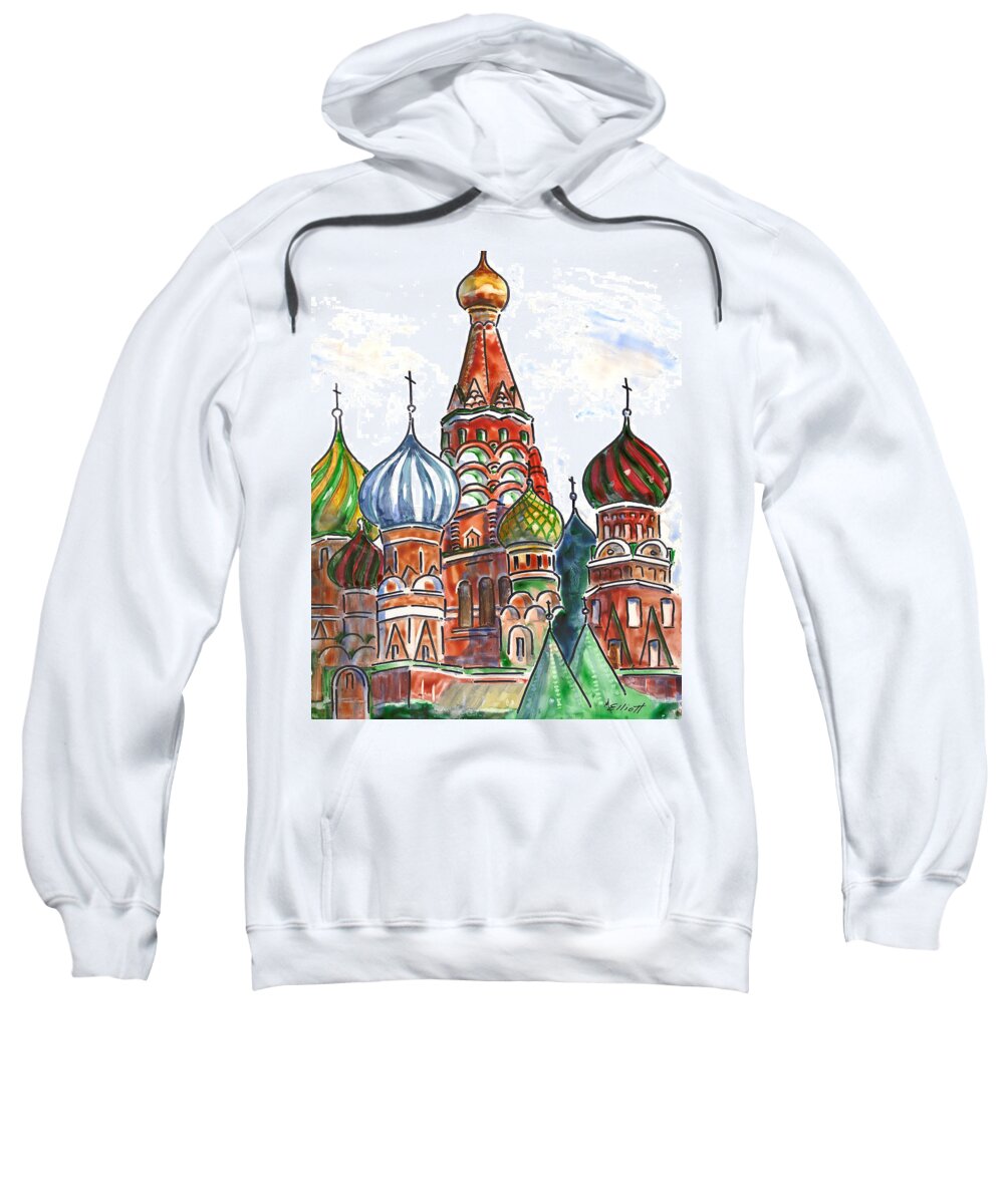 Moscow Sweatshirt featuring the painting Colorful Shapes in a Red Square by Marsha Elliott