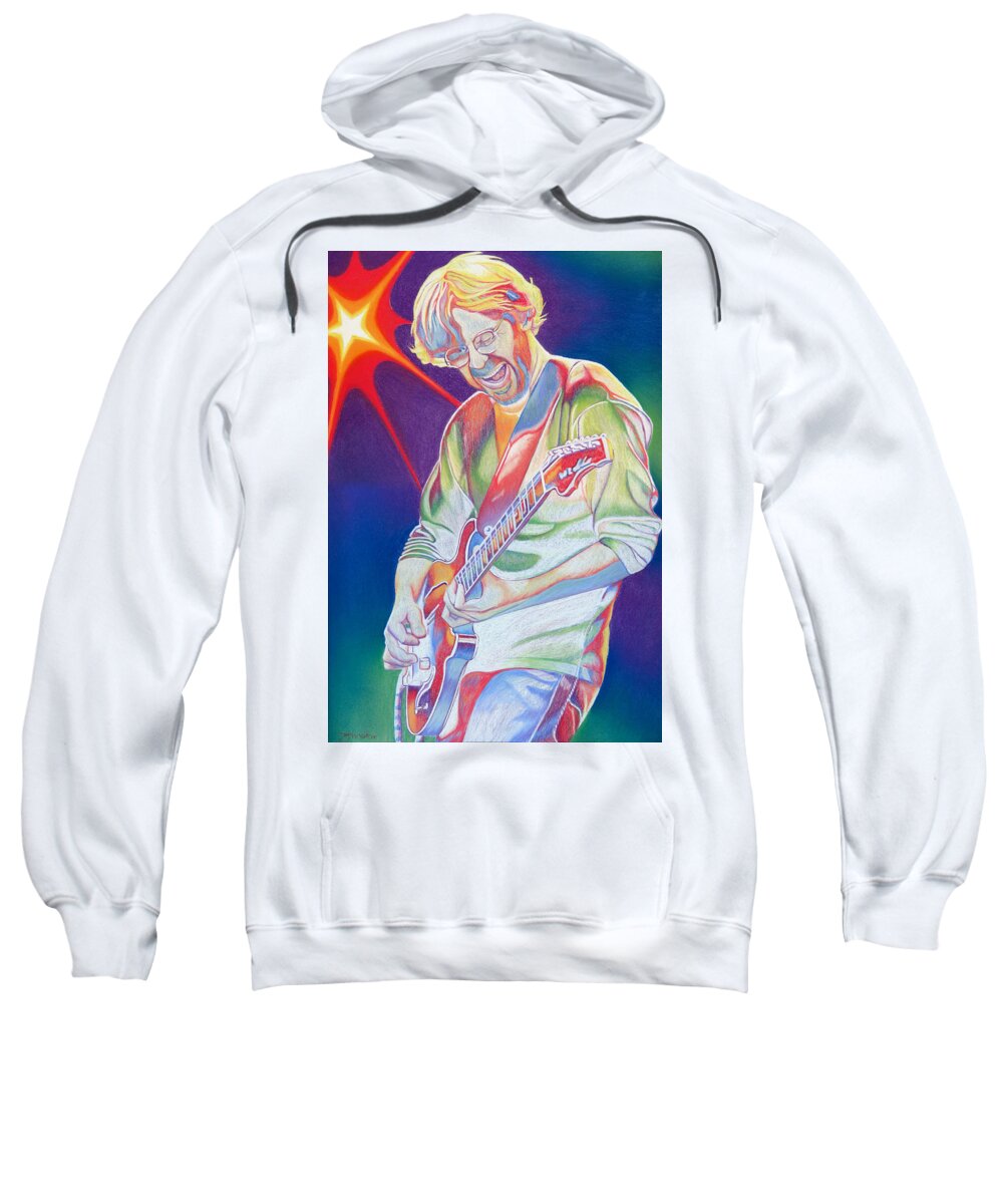 Phish Sweatshirt featuring the drawing Colorful Trey Anastasio by Joshua Morton