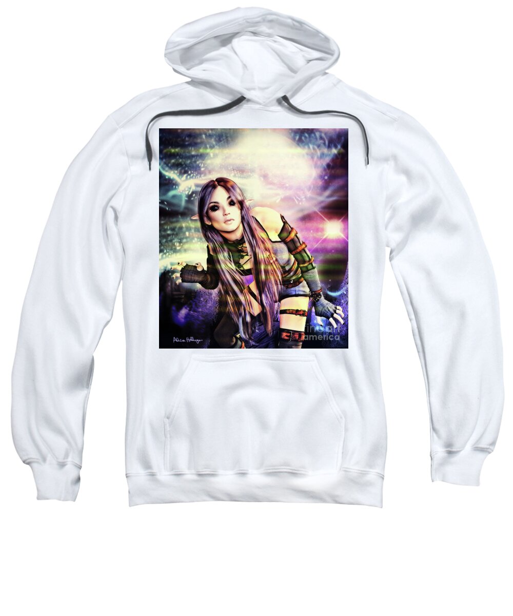 Sci-fi Sweatshirt featuring the digital art Coming Through in Waves by Alicia Hollinger