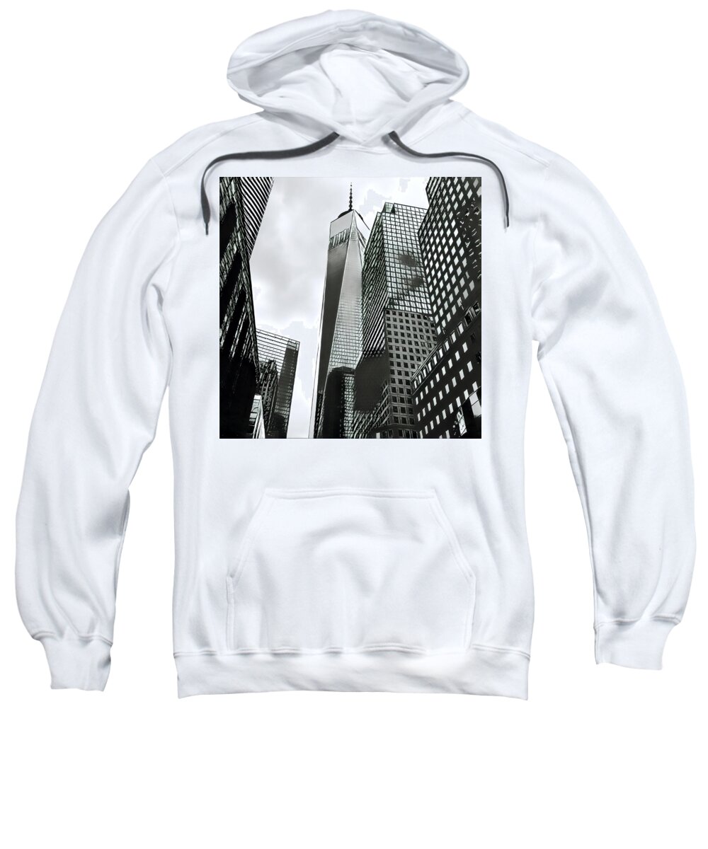 World Trade Center Sweatshirt featuring the digital art Commuters' view of 1 World Trade Center by Gina Callaghan