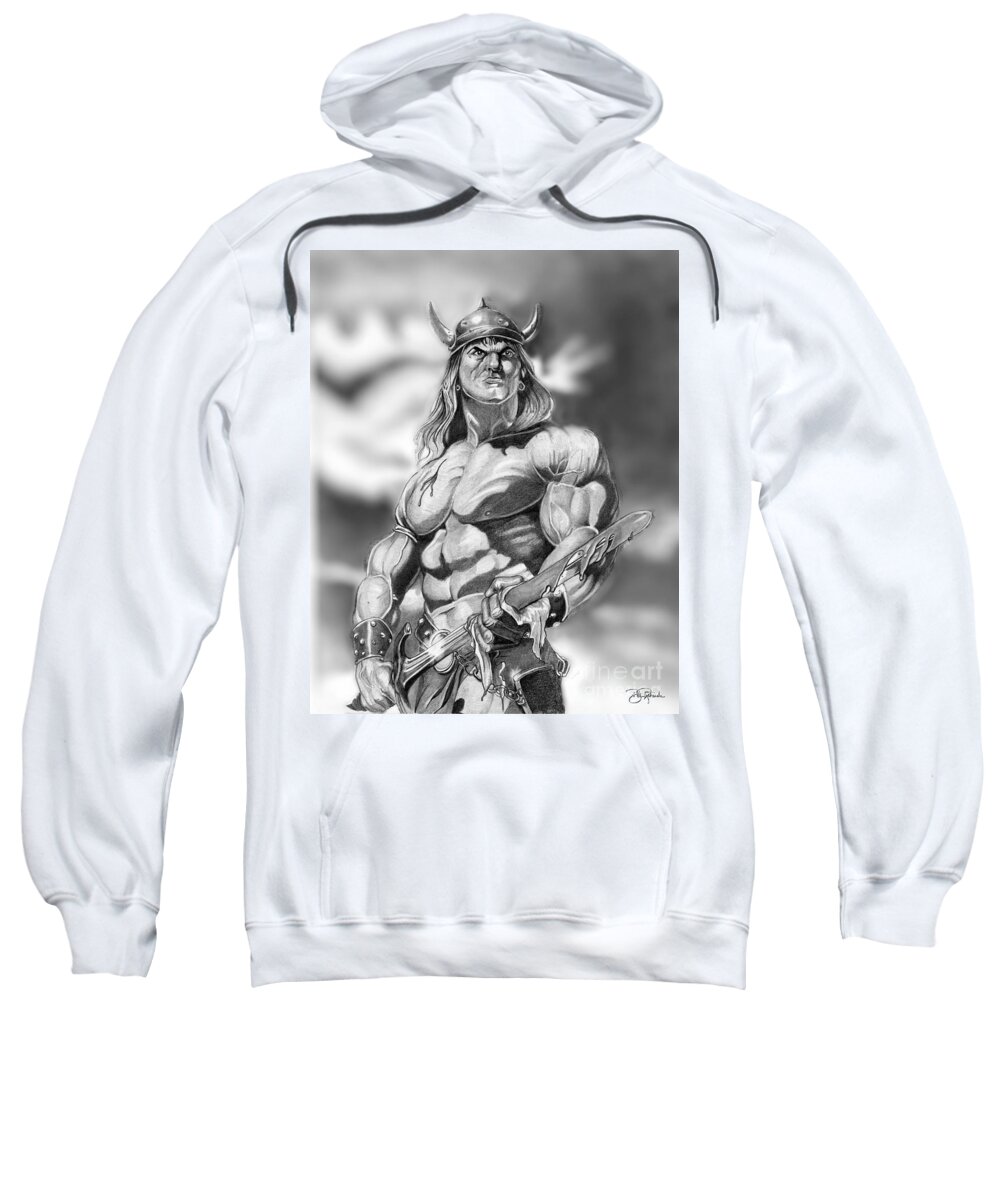 Pencil Sweatshirt featuring the drawing Conan by Bill Richards