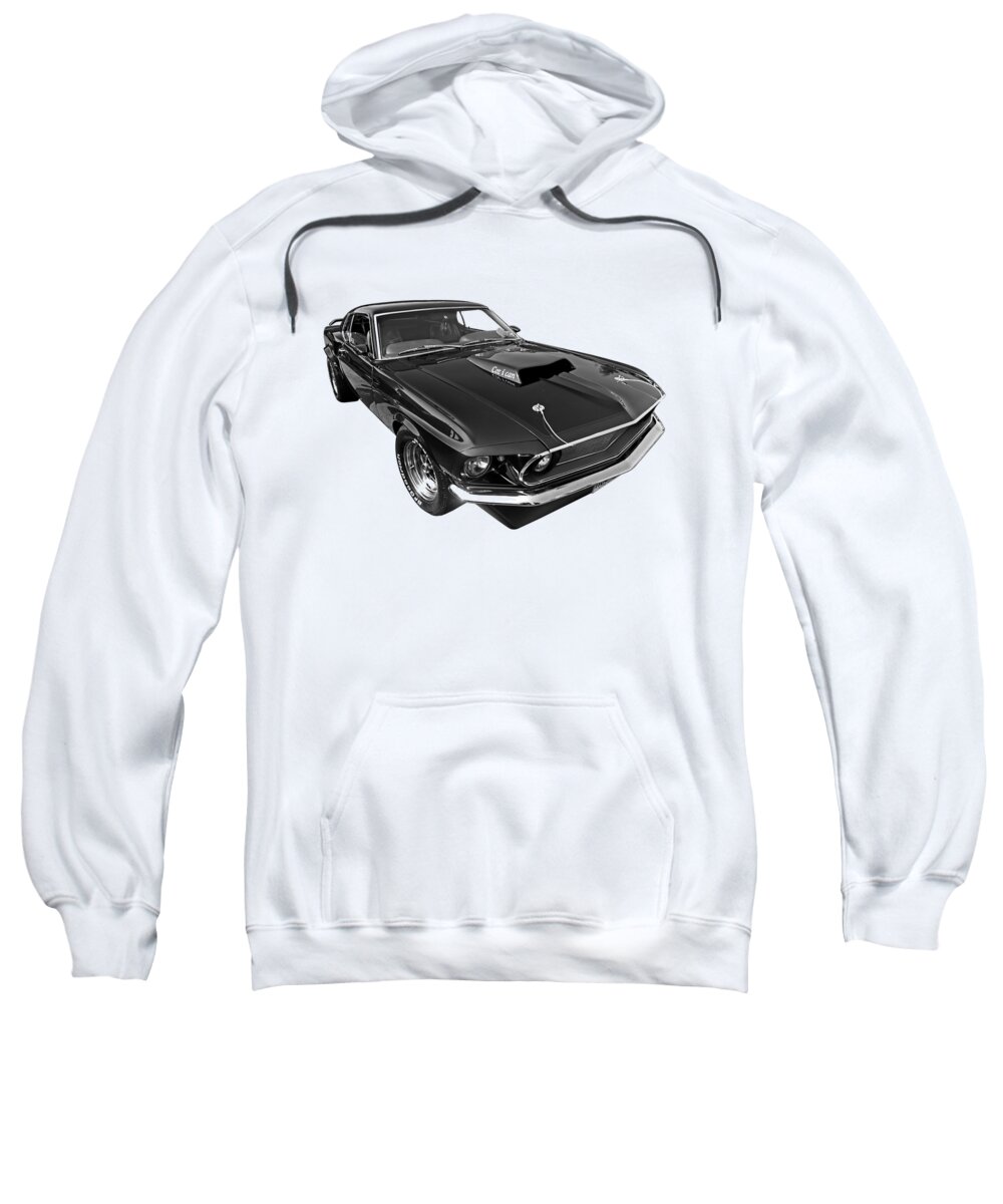 Classic Ford Mustang Sweatshirt featuring the photograph Coz I Can Black and White by Gill Billington