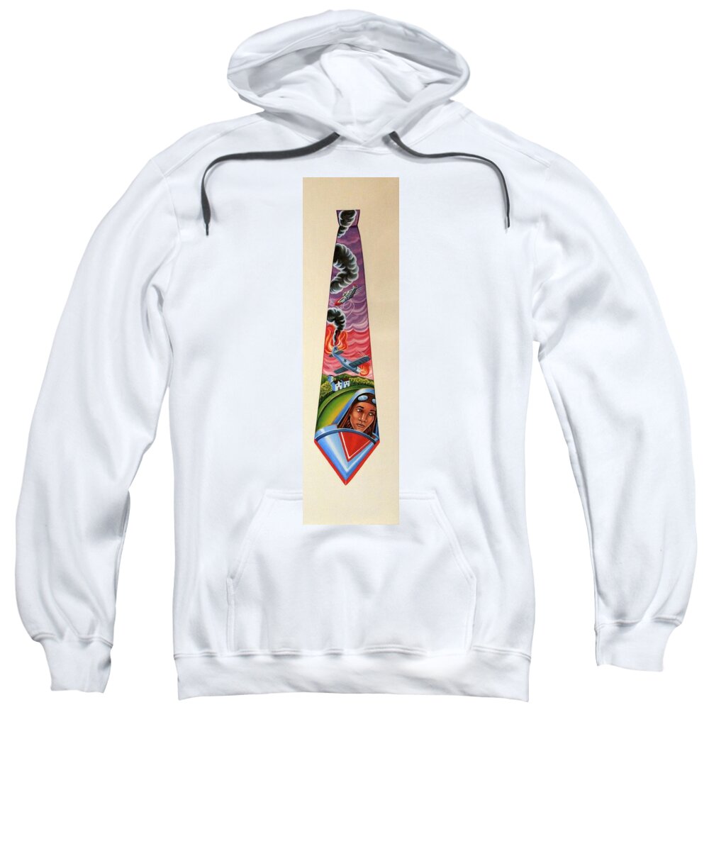 Tie Tuskegee Airman Sweatshirt featuring the painting Crash Landing by Tracy Dennison