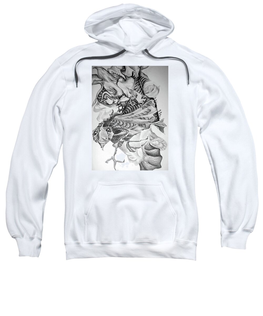 Abstract Sweatshirt featuring the drawing Crazy bird by Leizel Grant