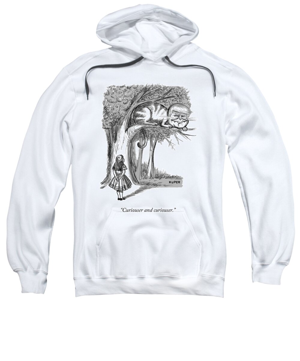 curiouser And Curiouser. Sweatshirt featuring the drawing Curiouser and Curiouser by Peter Kuper