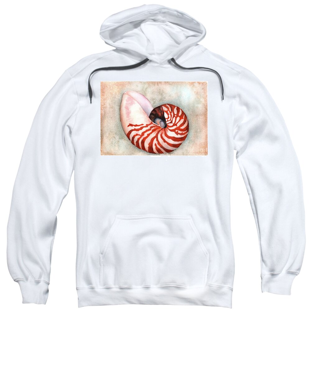 Nautilus Sweatshirt featuring the painting Curled Nautilus by Hilda Wagner