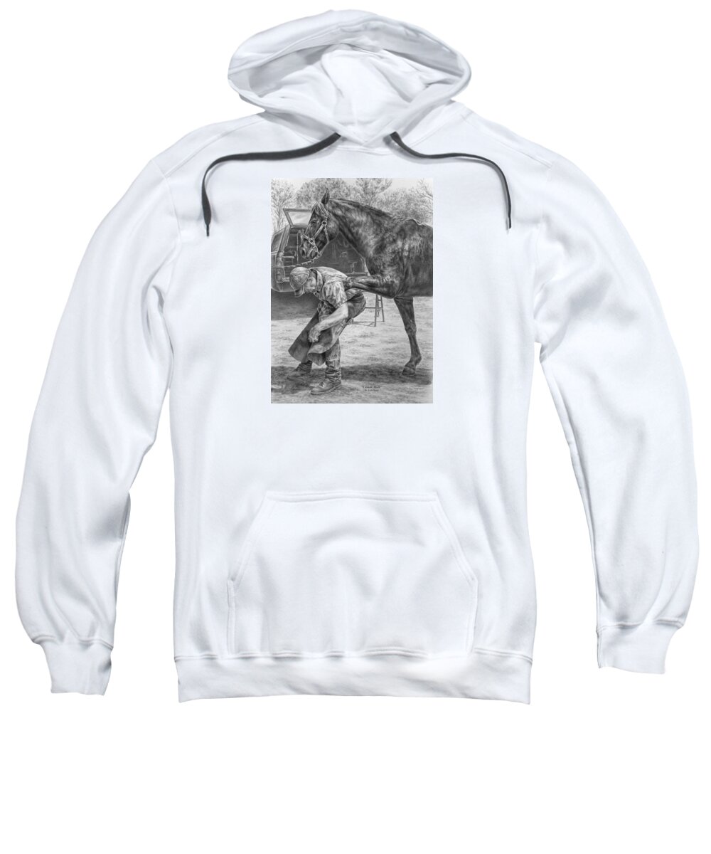Farrier Sweatshirt featuring the drawing Custom Made by Kelli Swan