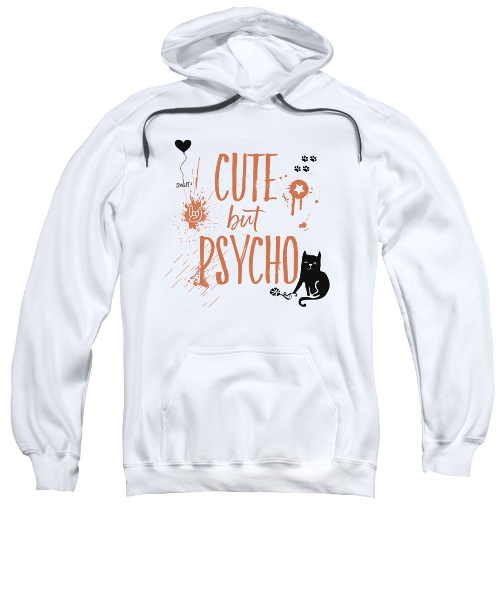 Abstract Sweatshirt featuring the digital art CUTE but PSYCHO Cat by Melanie Viola
