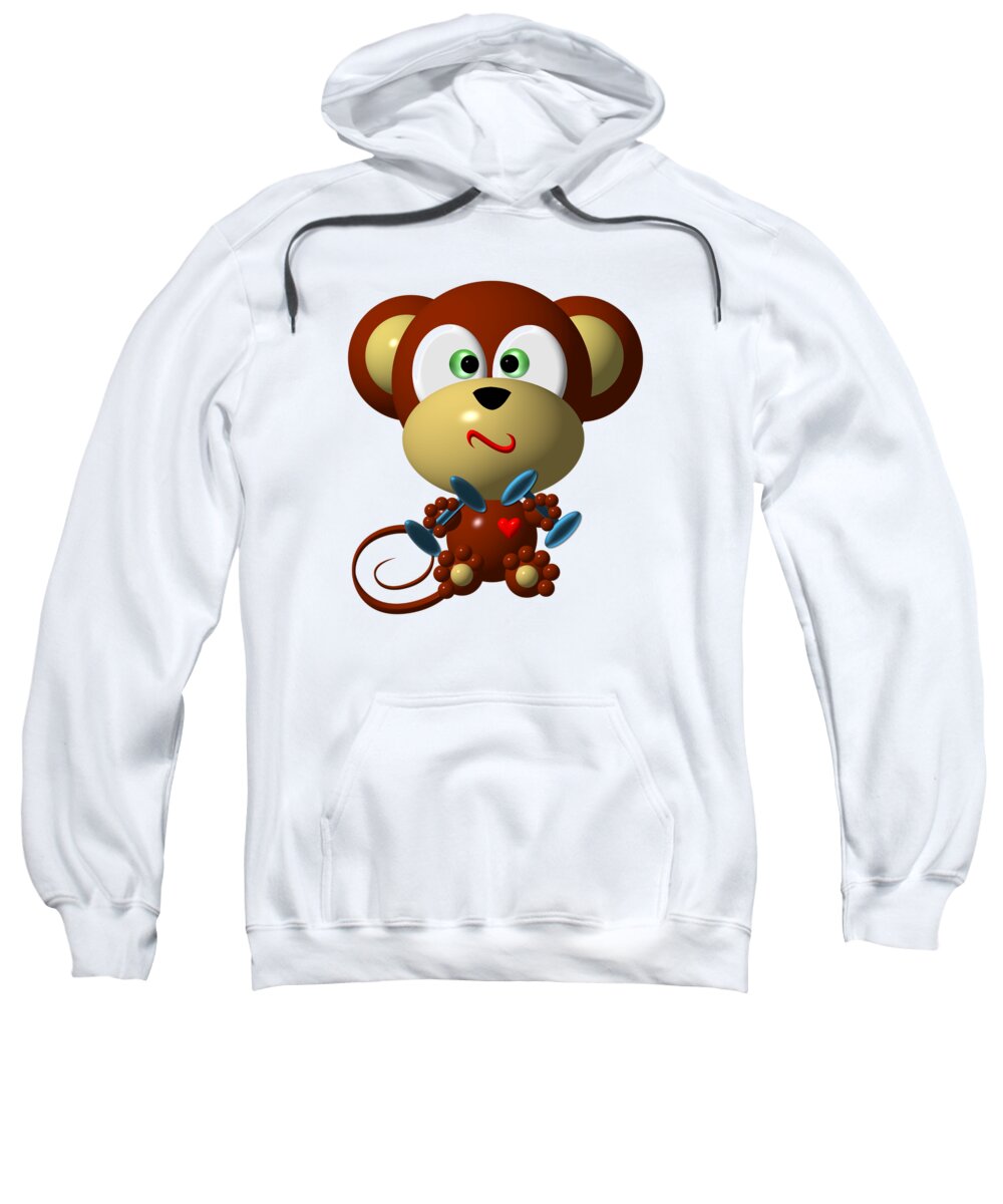 Monkeys Sweatshirt featuring the digital art Cute Monkey Lifting Weights by Rose Santuci-Sofranko